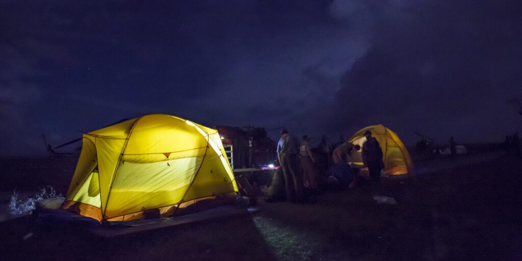 A tent near an airstrip outside of Tacloban City. 